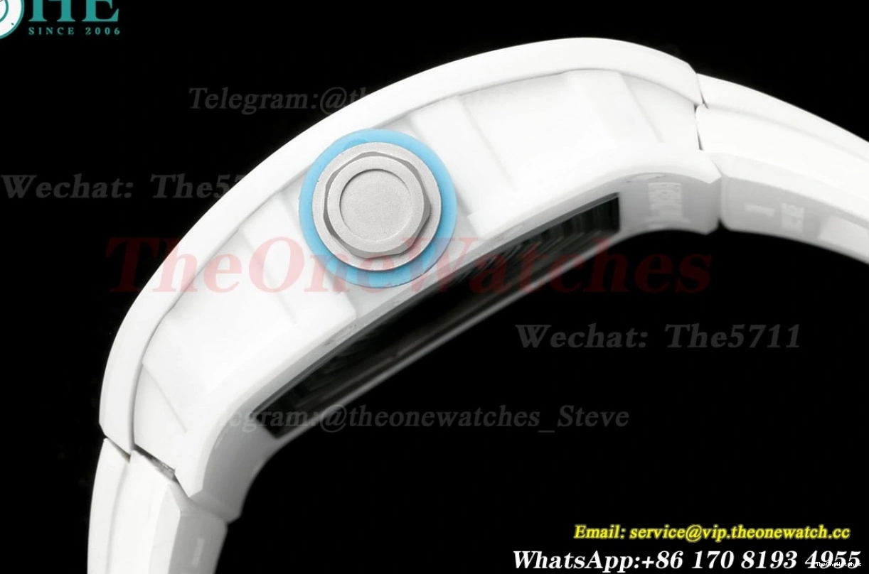 Strap Skeleton RM055 RMUL2 On Dial Blue T+F White Ceramic Rubber White 1225